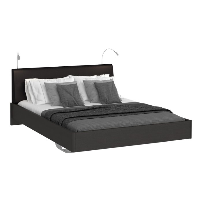 Кровать Элеонора 140х200 черного цвета с двумя светильниками - купить Кровати для спальни по цене 22503.0