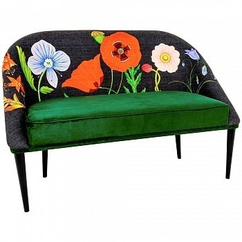 Диван «Ночной сад / Грин» с цветочным принтом - купить Прямые диваны по цене 80000.0