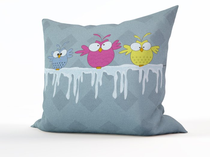 Декоративная подушка: Замерзшие птички