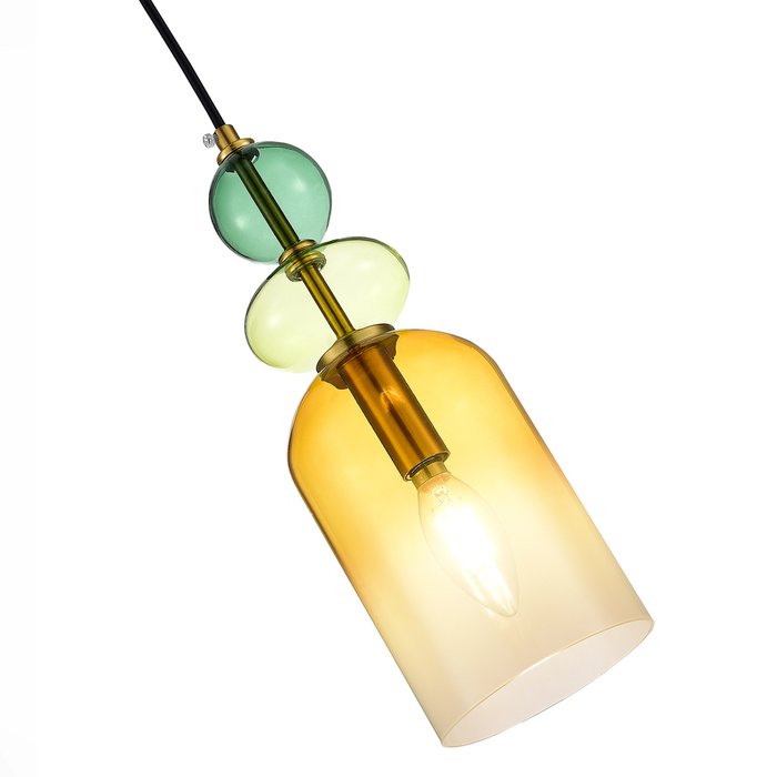 Подвесной светильник Gea с плафоном янтарного цвета - лучшие Подвесные светильники в INMYROOM