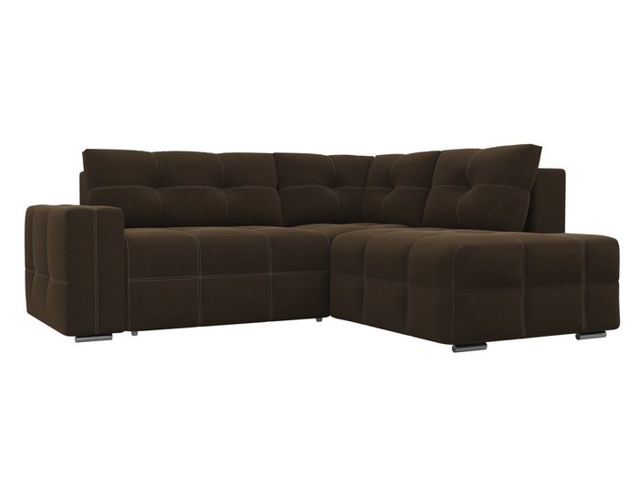 Угловой диван-кровать Леос коричневого цвета