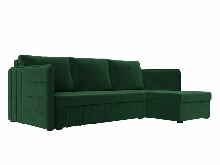 Угловой диван-кровать Слим зеленого цвета правый угол