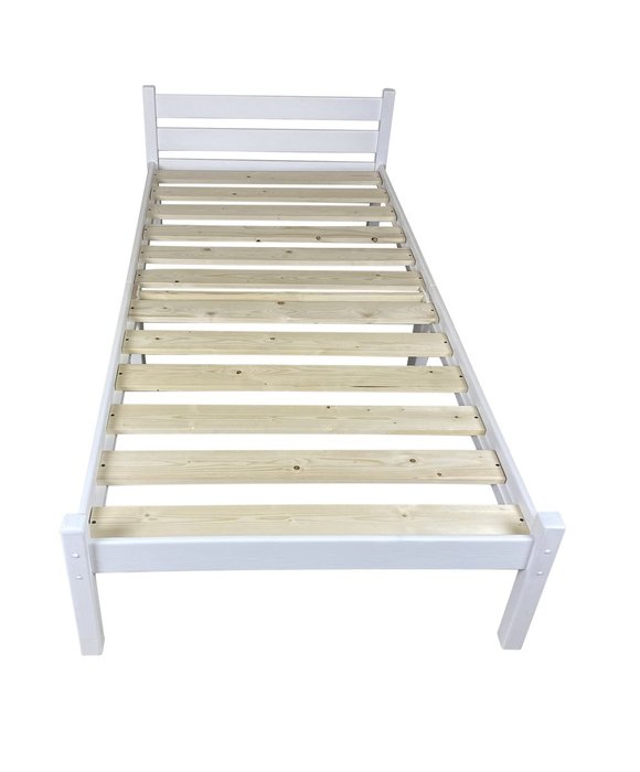 Кровать односпальная Классика Компакт сосновая 80х200 белого цвета - купить Кровати для спальни по цене 10660.0
