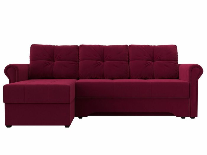 Угловой диван-кровать Леон бордового цвета левый угол - купить Угловые диваны по цене 39999.0