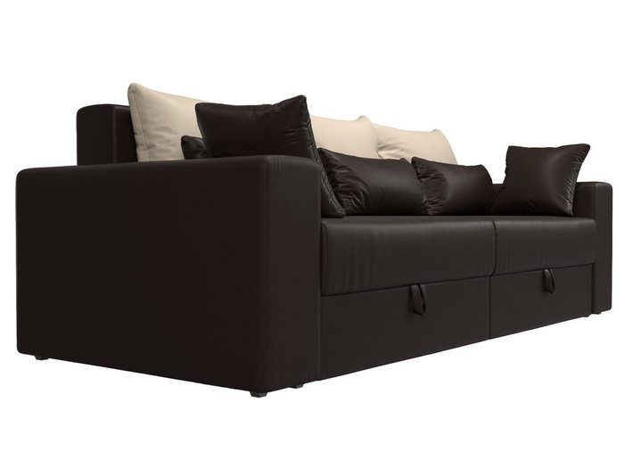 Прямой диван-кровать Мэдисон коричнево-бежевого цвета (экокожа) - лучшие Прямые диваны в INMYROOM