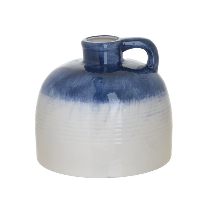 Керамическая ваза сине-белого цвета 