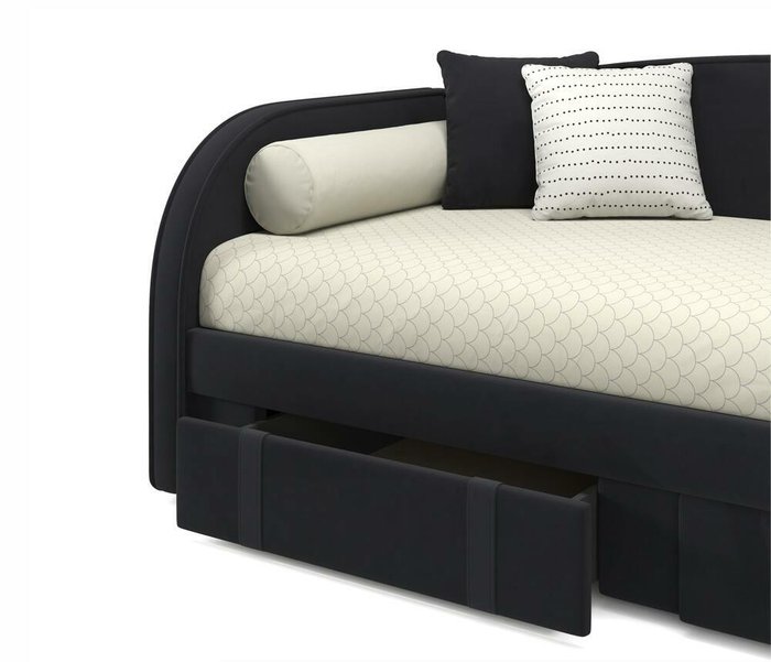 Кровать с ортопедическим основанием и матрасом Elda 90х200 черного цвета - купить Кровати для спальни по цене 35090.0