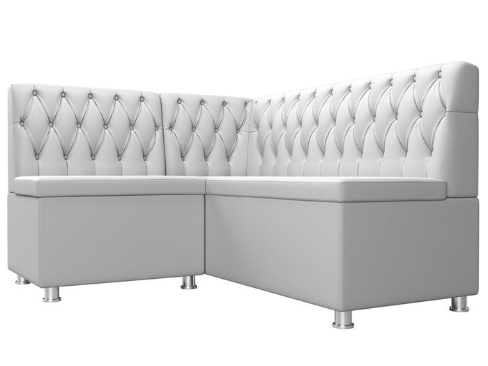Кухонный угловой диван Мирта белого цвета (экокожа) левый угол - лучшие Угловые диваны в INMYROOM