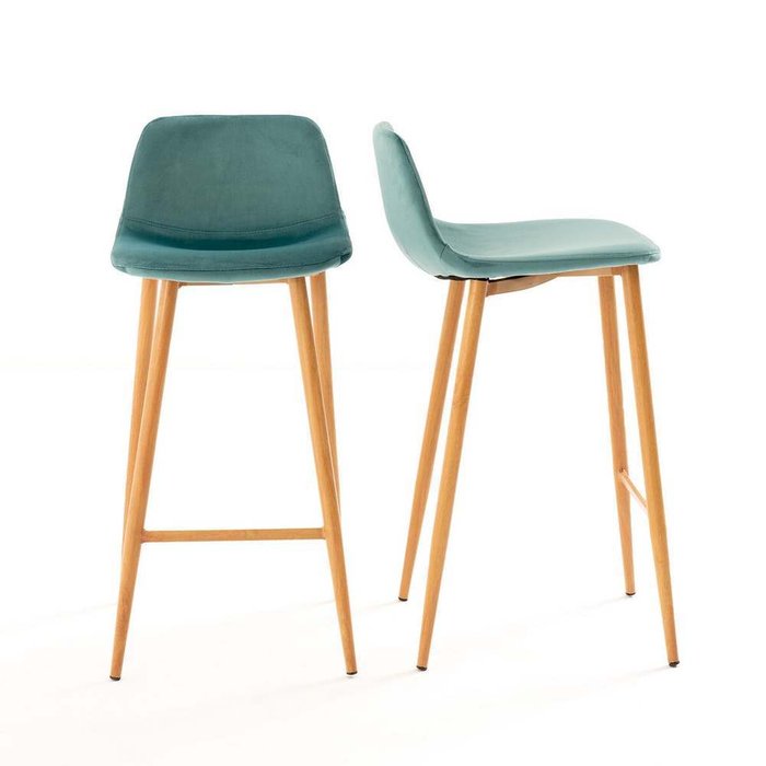 Комплект из двух барных стульев Lavergne бирюзового цвета - купить Барные стулья по цене 21350.0