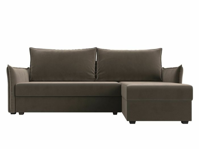 Угловой диван-кровать Лига 004 коричневого цвета угол правый  - купить Угловые диваны по цене 36999.0