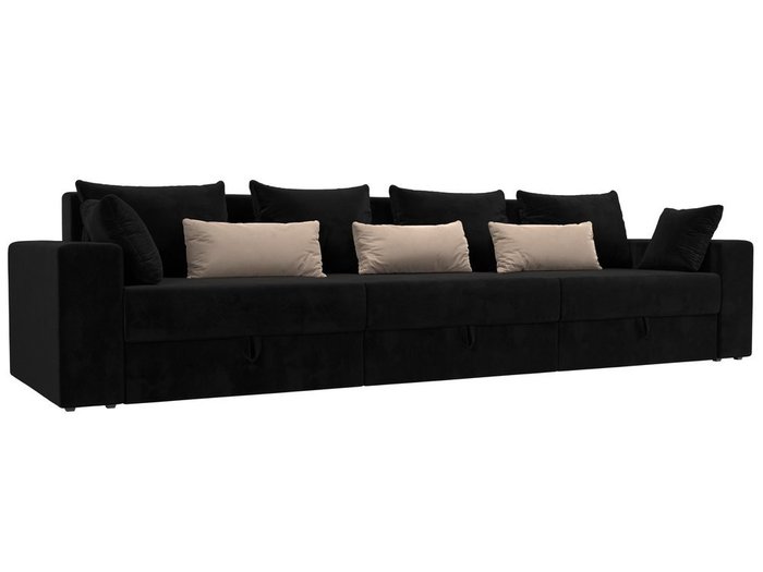 Прямой диван-кровать Мэдисон Long черно-бежевого цвета