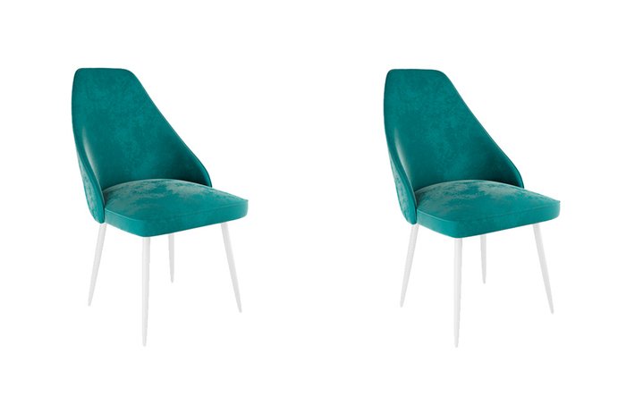 Набор из двух стульев Милан зеленого цвета с белыми ножками