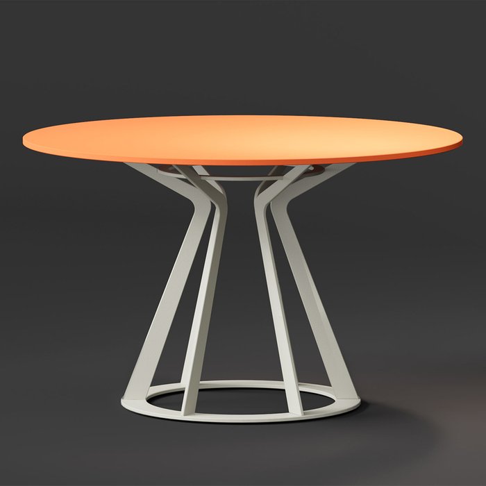 Стол обеденный Mercury оранжевого цвета на белой опоре - купить Обеденные столы по цене 65800.0