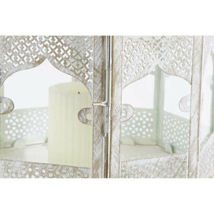 Фонарь DKD Home Decor 2 штук Белый Позолоченный Металл Стеклянный Араб Отделка состаренная 30 x 30 x 71 cm (2 штук) - лучшие Подсвечники в INMYROOM