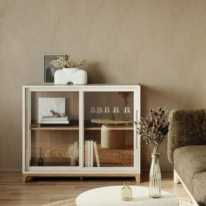 Комод-витрина Case CS160 бежевого цвета - лучшие Комоды в INMYROOM Комод-витрина Case CS160 бежевого цвета - лучшие Комоды в INMYROOM