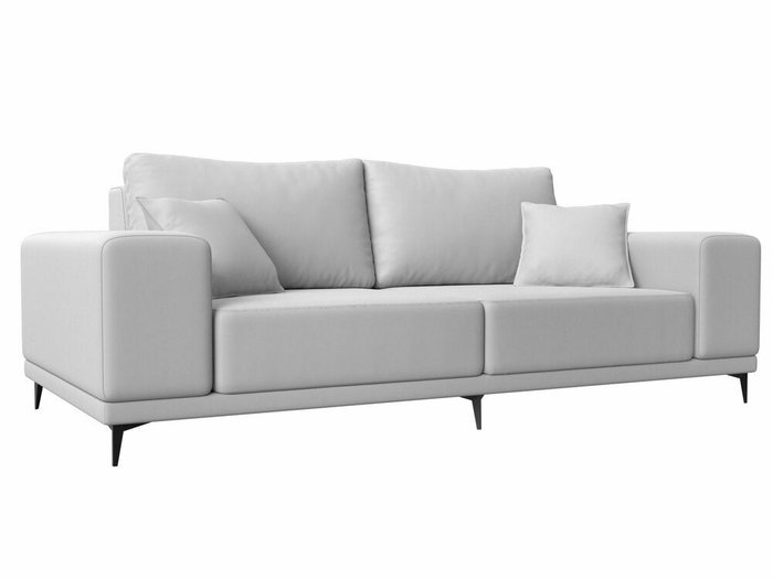 Прямой диван Льюес белого цвета (экокожа)