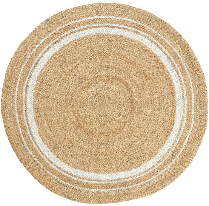 Ковер Vime Hali 120x120 из натурального джута бело-бежевого цвета