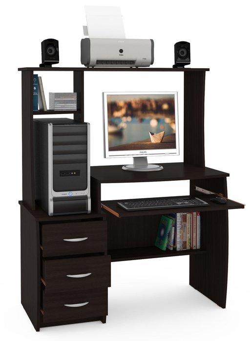 Стол компьютерный Комфорт L цвета венге - лучшие Письменные столы в INMYROOM