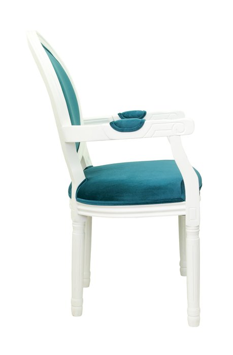 Стул Volker arm blue+white с велюровой обивкой - лучшие Обеденные стулья в INMYROOM