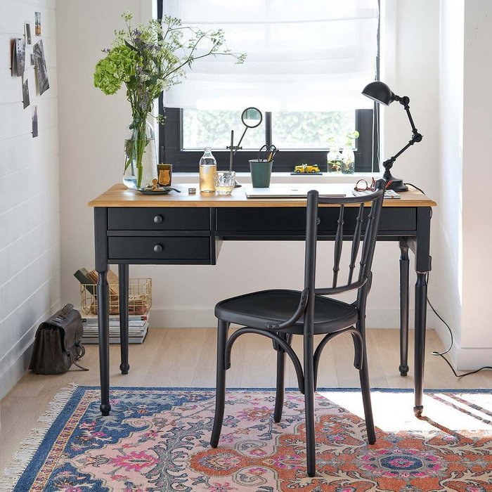 Стол письменный из массива сосны Authentic Style черного цвета - лучшие Письменные столы в INMYROOM