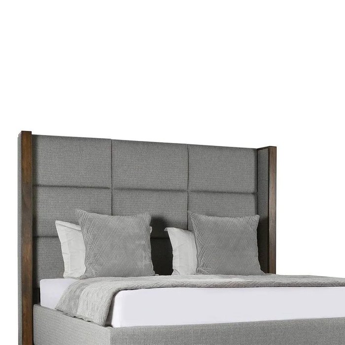 Кровать Berkley Winged Cube Wood 200x200 серого цвета - купить Кровати для спальни по цене 139500.0