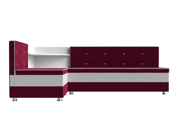 Угловой диван Милан бело-бордового цвета (экокожа/ткань) левый угол - купить Угловые диваны по цене 32999.0
