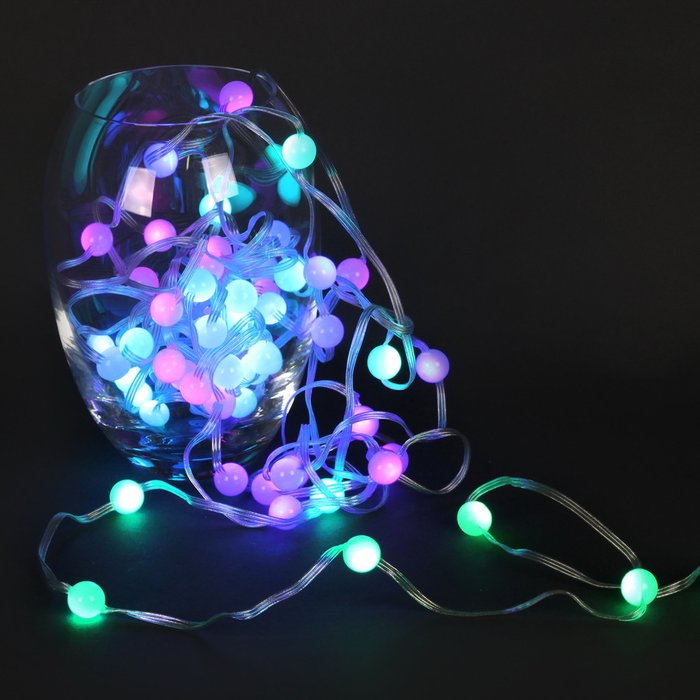A-966 RGB гирлянда светодиодная SMART 10м, 66LED, насадки "Шарик", прозрачный шлейф, USB, ПДУ - купить Гирлянды по цене 4120