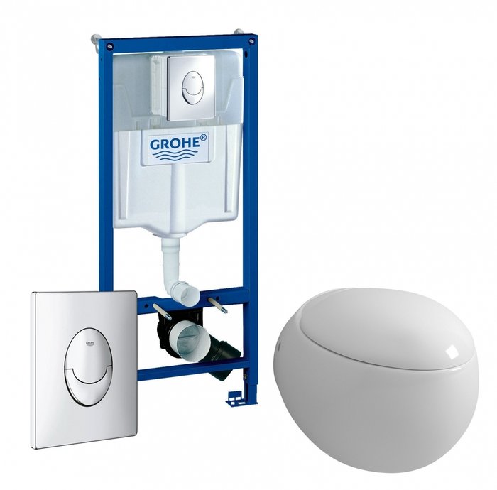 Комплект инсталляции Grohe Rapid с унитазом Grossman и кнопкой цвета хром