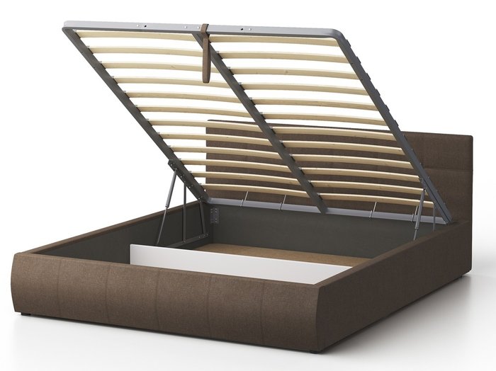 Кровать Венера-1 160х200 коричневого цвета с подъемным механизмом (рогожка) - лучшие Кровати для спальни в INMYROOM