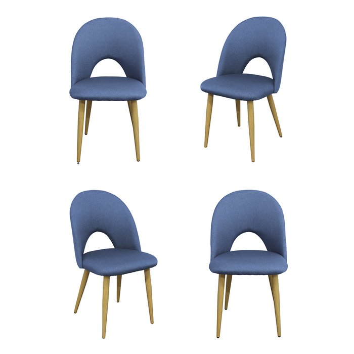 Комплект из четырех стульев Cleo голубого цвета