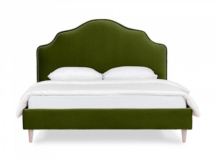 Кровать Queen II Victoria L 160х200 зеленого цвета с бежевыми ножками - купить Кровати для спальни по цене 56810.0
