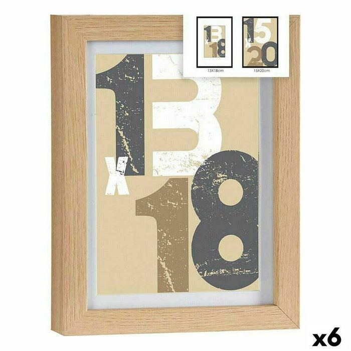 Фоторамка 18 x 23 x 2,5 cm Натуральный Cтекло Деревянный MDF (6 штук)