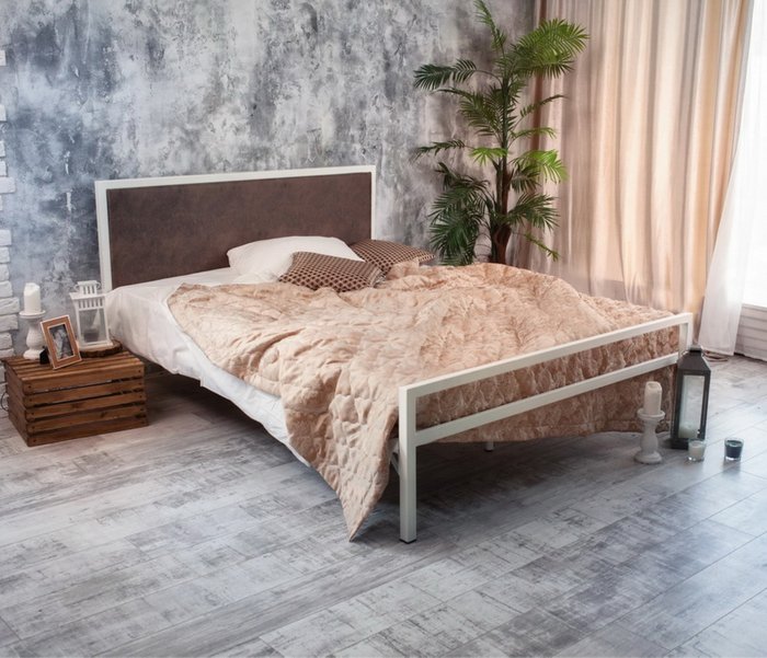 Кровать Лоренцо 120х200 белого цвета с коричневой вставкой - лучшие Кровати для спальни в INMYROOM
