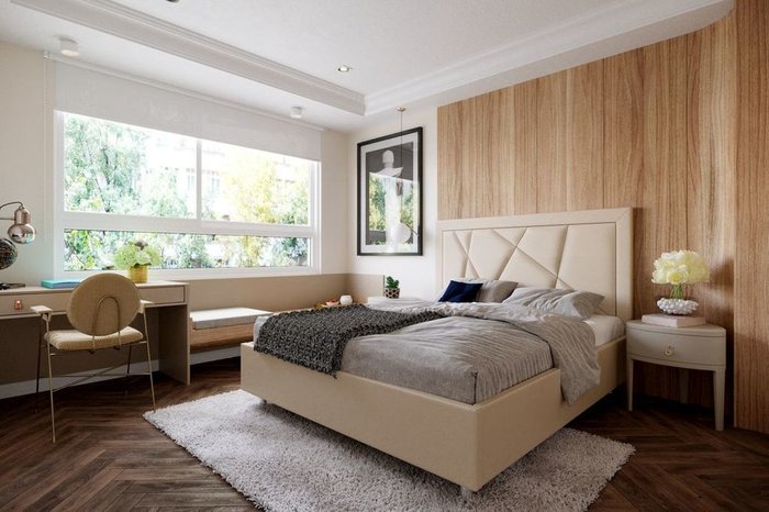 Кровать Геометрия 160х200 тёмно-синего цвета - лучшие Кровати для спальни в INMYROOM