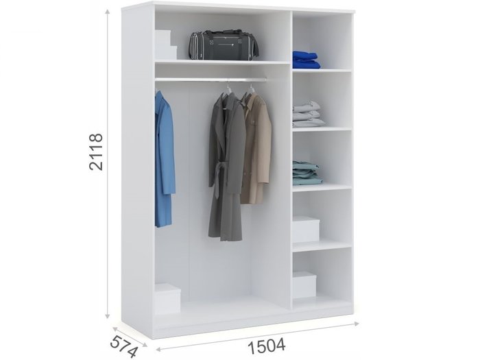 Шкаф с зеркалом Аврора белого цвета - купить Шкафы распашные по цене 28567.0