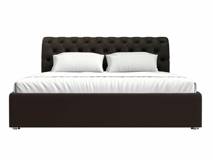 Кровать Сицилия 180х200 темно-коричневого цвета с подъемным механизмом (экокожа) - купить Кровати для спальни по цене 94999.0