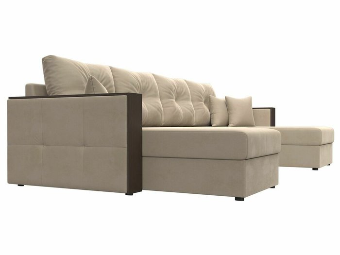 Угловой диван-кровать Валенсия П-образный бежевого цвета - лучшие Угловые диваны в INMYROOM