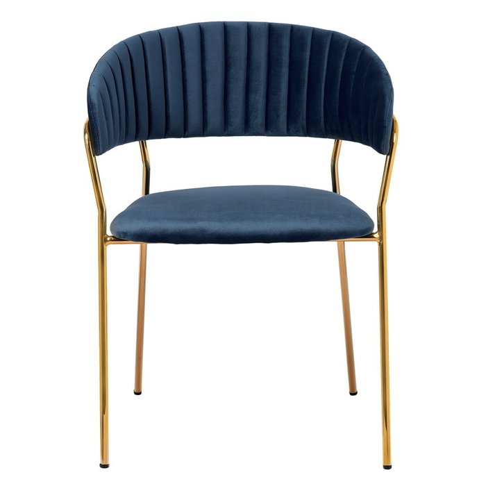 Стул Turin темно-синего цвета с золотыми ножками - купить Обеденные стулья по цене 15990.0