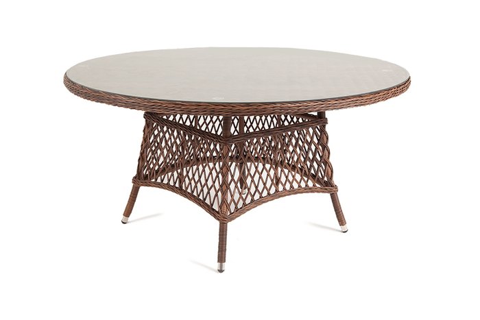 Плетенный стол Эспрессо D150 коричневого цвета - купить Садовые столы по цене 56100.0