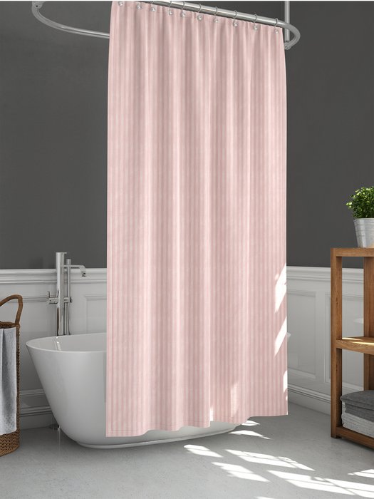 Штора для ванной комнаты Stripe 180х180 розового цвета