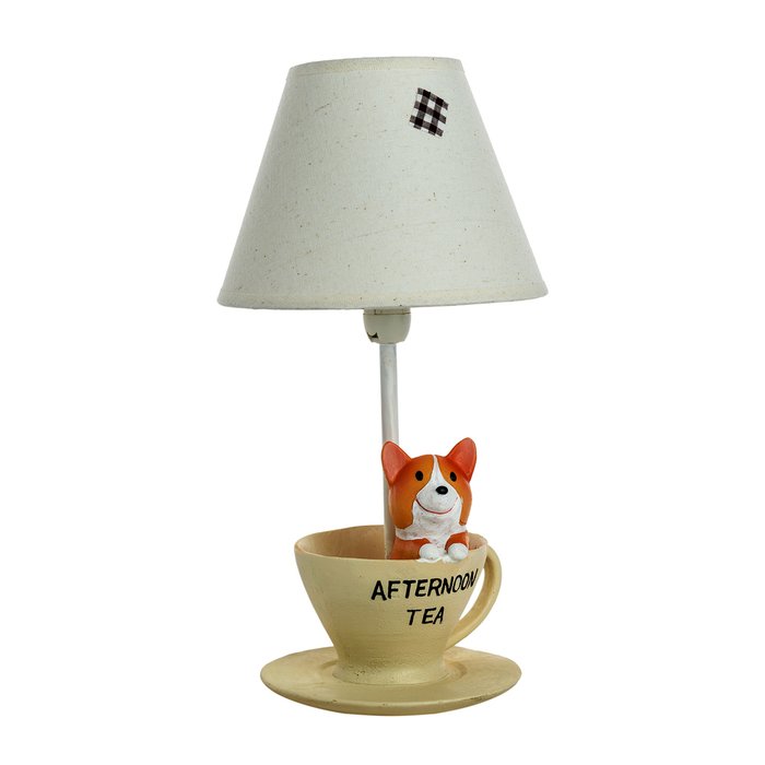 Детская настольная лампа Собачка за чаем
