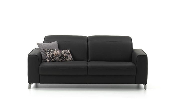 Прямой кожаный диван Triton черного цвета