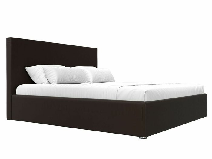 Кровать Кариба 160х200 темно-коричневого цвета с подъемным механизмом (экокожа) - лучшие Кровати для спальни в INMYROOM