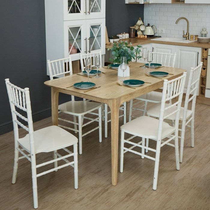 Обеденный стол из массива Милна бежевого цвета - лучшие Обеденные столы в INMYROOM Обеденный стол из массива Милна бежевого цвета - лучшие Обеденные столы в INMYROOM