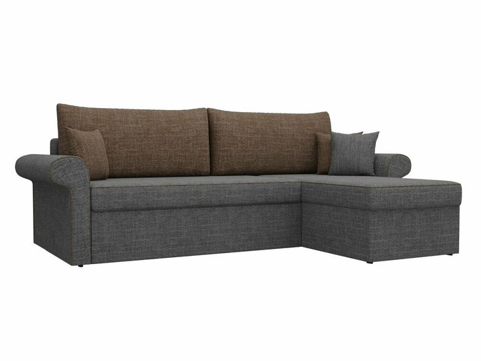 Угловой диван-кровать Милфорд коричнево-серого цвета правый угол