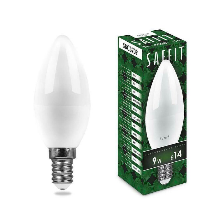 Лампа светодиодная Saffit E14 9W 4000K Свеча Матовая SBC3709 55079 Лампа светодиодная Saffit E14 9W 4000K Свеча Матовая SBC3709 55079