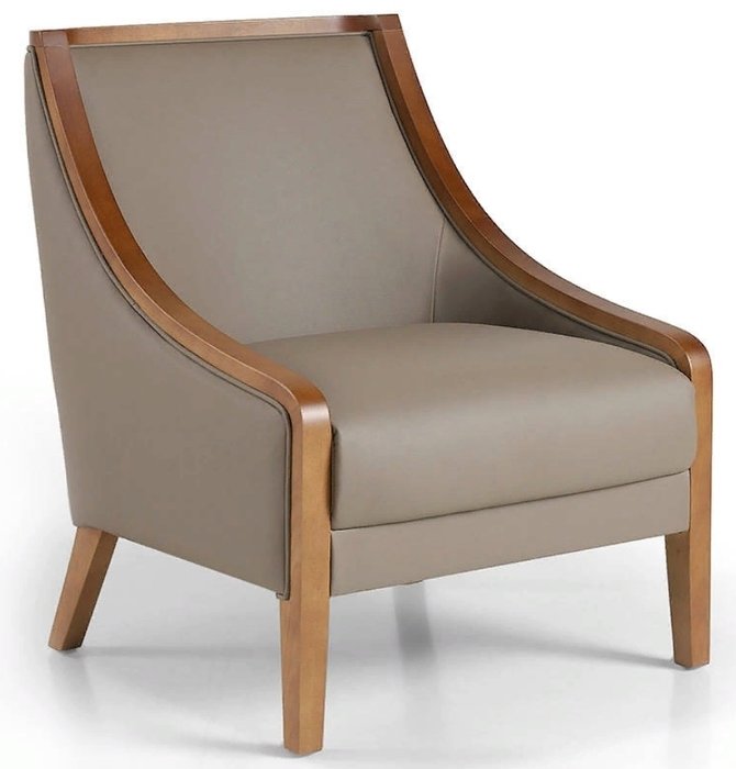 Кресло в обивке из кожи серого цвета