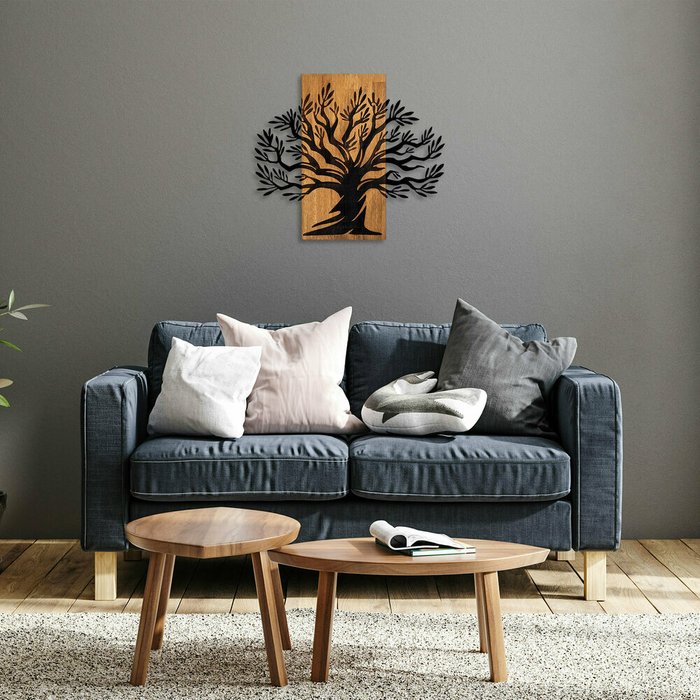 Настенный декор Дерево 67x58 коричнево-черного цвета - лучшие Декор стен в INMYROOM