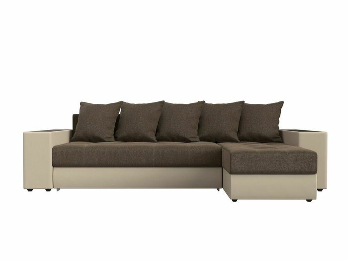 Угловой диван-кровать Дубай коричнево-бежевого цвета (ткань/экокожа)  правый угол - купить Угловые диваны по цене 56999.0