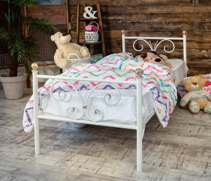 Кровать Бабочка 80х160 белого цвета - лучшие Одноярусные кроватки в INMYROOM